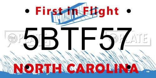 5BTF57 North Carolina License Plate
