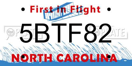 5BTF82 North Carolina License Plate