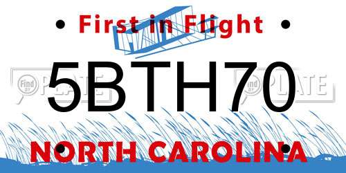 5BTH70 North Carolina License Plate