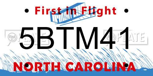 5BTM41 North Carolina License Plate