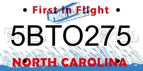 5BTO275 North Carolina License Plate