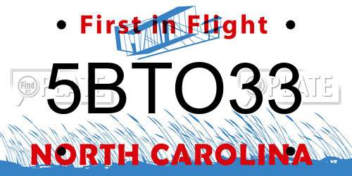 5BTO33 North Carolina License Plate