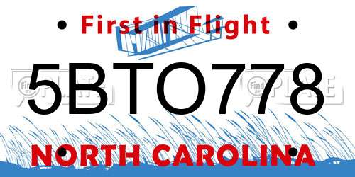 5BTO778 North Carolina License Plate