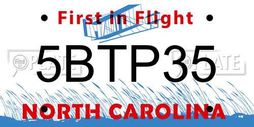 5BTP35 North Carolina License Plate