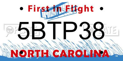 5BTP38 North Carolina License Plate