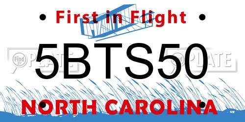 5BTS50 North Carolina License Plate