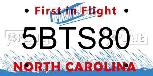 5BTS80 North Carolina License Plate