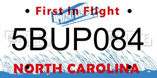 5BUP084 North Carolina License Plate
