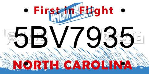 5BV7935 North Carolina License Plate