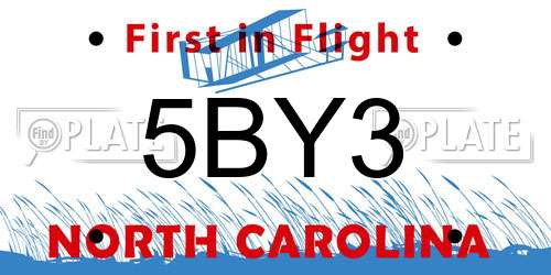 5BY3 North Carolina License Plate