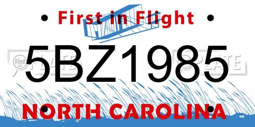 5BZ1985 North Carolina License Plate