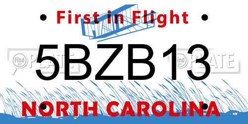 5BZB13 North Carolina License Plate