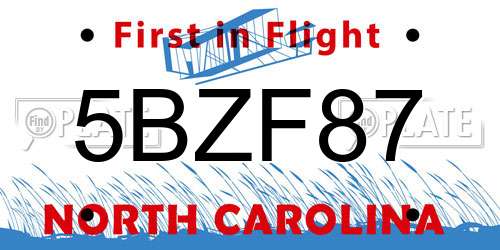 5BZF87 North Carolina License Plate