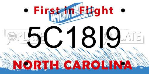 5C18I9 North Carolina License Plate