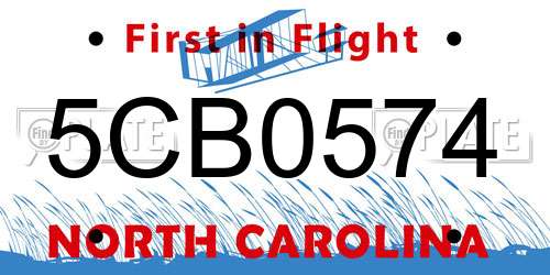 5CB0574 North Carolina License Plate