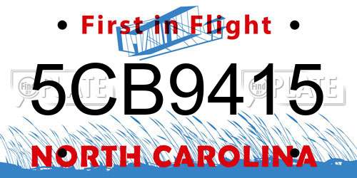 5CB9415 North Carolina License Plate