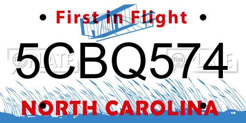 5CBQ574 North Carolina License Plate