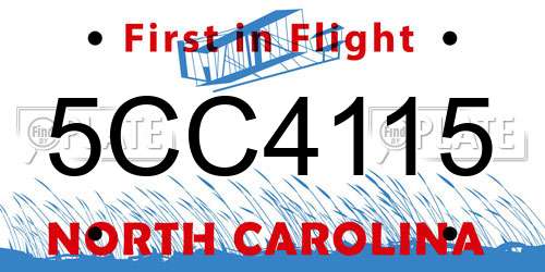 5CC4115 North Carolina License Plate