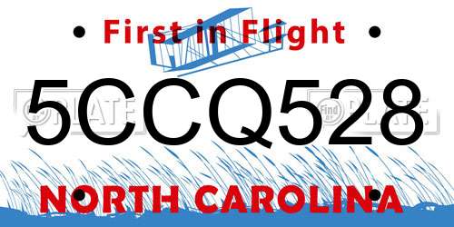 5CCQ528 North Carolina License Plate