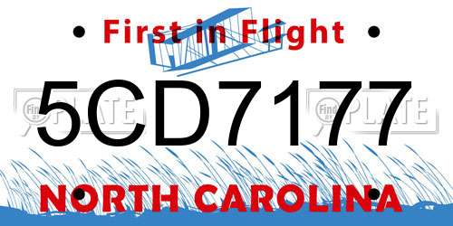 5CD7177 North Carolina License Plate