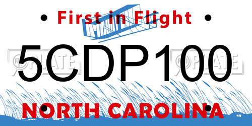5CDP100 North Carolina License Plate