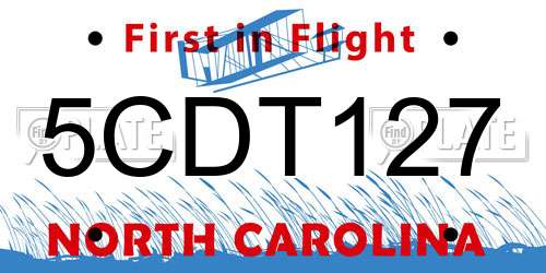 5CDT127 North Carolina License Plate