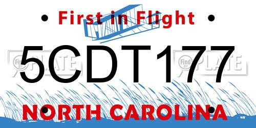 5CDT177 North Carolina License Plate