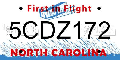 5CDZ172 North Carolina License Plate