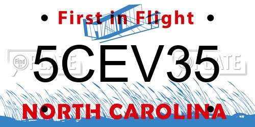 5CEV35 North Carolina License Plate