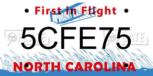 5CFE75 North Carolina License Plate