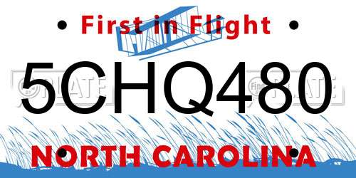 5CHQ480 North Carolina License Plate
