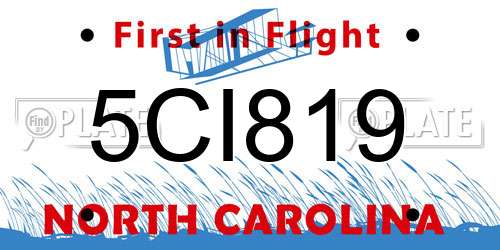 5CI819 North Carolina License Plate