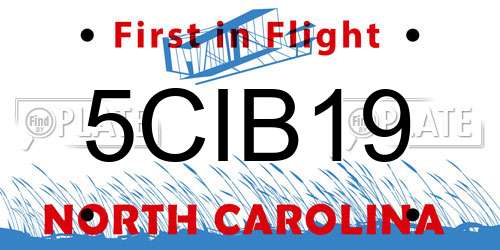 5CIB19 North Carolina License Plate