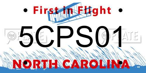 5CPS01 North Carolina License Plate