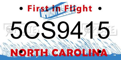5CS9415 North Carolina License Plate