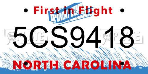5CS9418 North Carolina License Plate