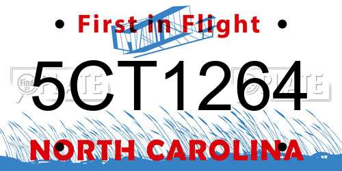 5CT1264 North Carolina License Plate