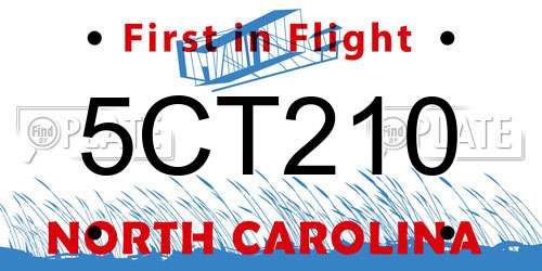5CT210 North Carolina License Plate
