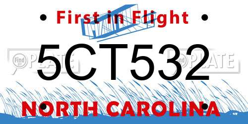 5CT532 North Carolina License Plate