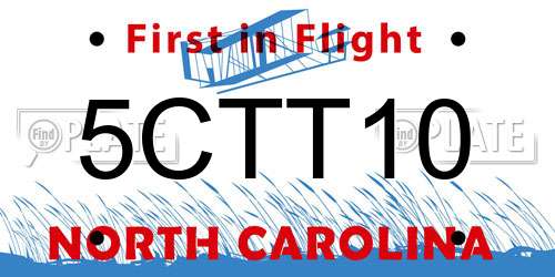 5CTT10 North Carolina License Plate