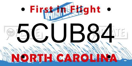 5CUB84 North Carolina License Plate