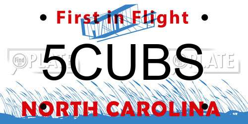 5CUBS North Carolina License Plate
