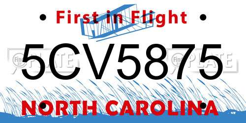 5CV5875 North Carolina License Plate