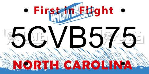 5CVB575 North Carolina License Plate