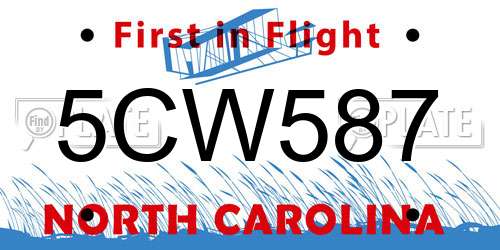 5CW587 North Carolina License Plate