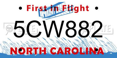 5CW882 North Carolina License Plate