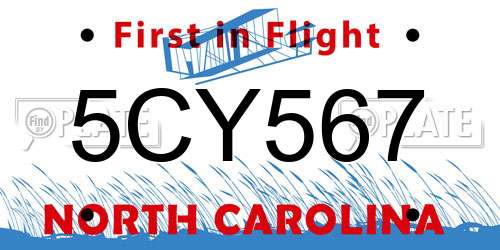 5CY567 North Carolina License Plate