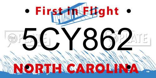5CY862 North Carolina License Plate