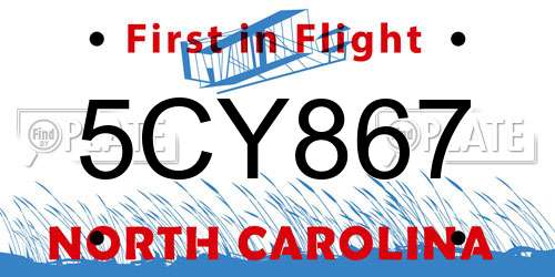 5CY867 North Carolina License Plate