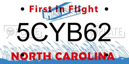 5CYB62 North Carolina License Plate
